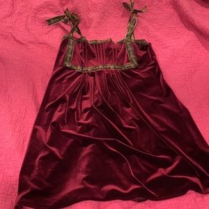 Vintage Betsey Johnson Burgundy Wine Velvet Dress